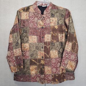 Chico's Patchwork Floral Embroidered Button-Up Jacket Size 2 Large Vintage